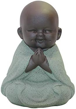 Kingzhuo Seramik Sevimli Buda Heykeli Keşiş Heykelcik Yaratıcı Bebek El Sanatları Bebek Süsleri Hediye Klasik Narin Seramik