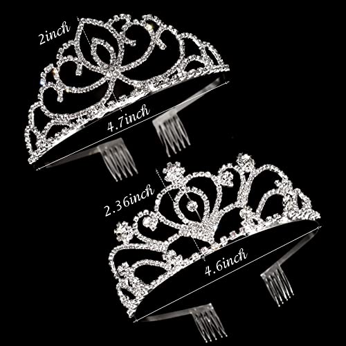 ZOCONE Kristal Rhinestone Gelin Tiara 2 paket, Zarif Düğün Taç Kadınlar için Çiçek Kız, doğum Günü Başlığı Prenses Taçlar Saç