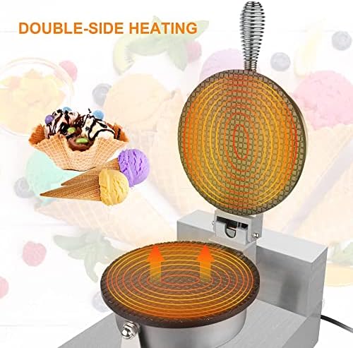Dondurma Külahları Makinesi 110 V Ticari Waffle makinesi 1200 W Yapışmaz Kaplama, zamanlayıcı ve Sıcaklık Kontrolü Kullanımı