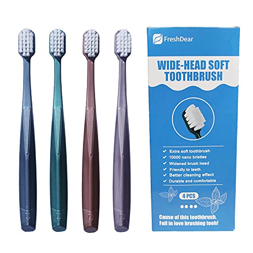 UB FreshDear Geniş Kafa Ekstra Yumuşak Diş Fırçası, 10000 Kıl Mikro FurToothbrush Hassas Diş ve Diş Etleri Bakımı için, 4 Sayısı