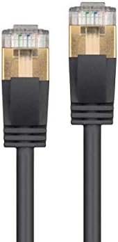 Monoprice SlimRun Cat6A Ethernet Yama Kablosu-Ağ İnternet Kablosu-RJ45, Telli, STP, Saf Çıplak Bakır Tel, 36AWG, 1ft, Siyah