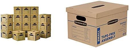 Bankers Box SmoothMove Klasik Hareketli Kutular, Orta, 18 x 15 x 14 İnç, 20 Paket (8817202) ve SmoothMove Klasik Hareketli