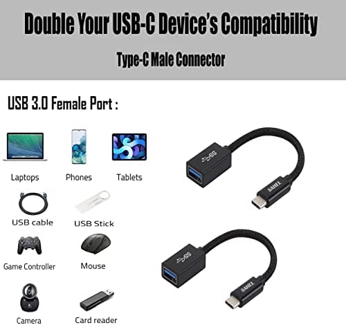 USB C'den USB Adaptörüne, 2 Paket USB C'den USB3 Adaptörüne, USB Tip C'den USB'ye, Thunderbolt 3'ten USB Dişi Adaptör OTG Kablosuna