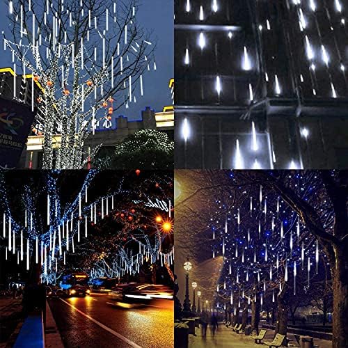 Yağmur damlası ışıkları 8 tüpler 144 LED Icicle kar düşen yağmur damlası ışıkları düğün tatil Noel cadılar bayramı ev bahçe