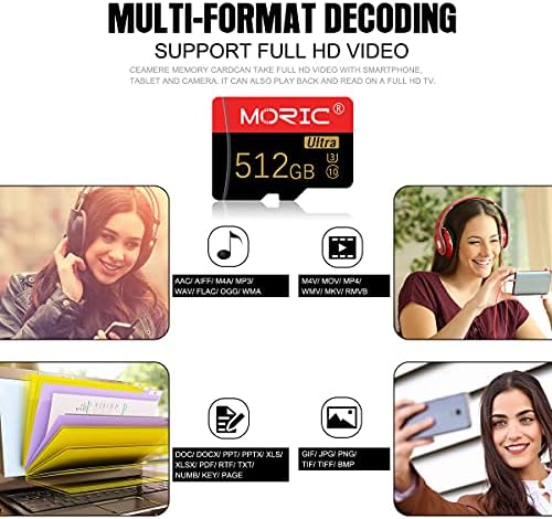 512 GB Micro SD Kart Kart Adaptörü ile Yüksek Hızlı microSD Hafıza Kartı Hafıza Kartları için Kamera, Telefon, Bilgisayar,