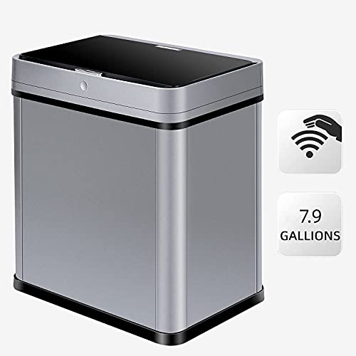 YY YEARCHY 7.9 Galon Otomatik çöp tenekesi Mutfak çöp tenekesi ile Kızılötesi Hareket Sensörü, dokunmatik-Ücretsiz Otomatik