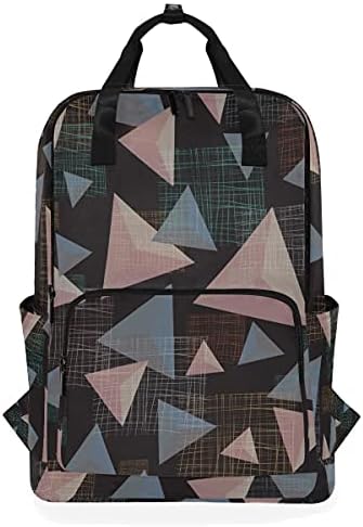 Sırt çantası sırt çantası rahat çanta geometrik üçgen çizgili Vintage Retro kadın erkek Tote omuz çantası için