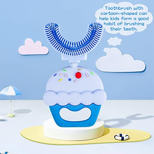 Bebekler ve Çocuklar için Skytened U Şekilli Diş Fırçası, Gıda Sınıfı Silikon Fırça Kafalı Tüm Ağız Diş Fırçası, 360° Tam Ağız