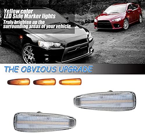 JDMTECH Şeffaf Lens Sıralı Amber LED Ön Side Marker Işıklar 2008-2013 Mitsubishi Lancer Evo x Mirage OutlanderSport İçin Uyumlu,
