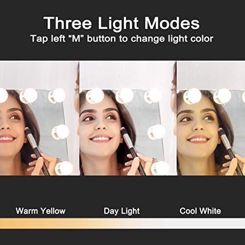 SHOWTİMEZ Hollywood Işıklı Makyaj Aynası, USB Şarj Portu, 3 Aydınlatma Modu, 15 Kısılabilir LED Ampul, Çerçevesiz Şık Masa