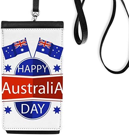 Avustralya Mutlu Avustralya Günü Bayrağı Telefon Cüzdan Çanta Asılı Cep Kılıfı Siyah Cep