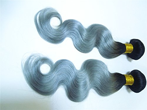 HairPR Saç 100 % Brezilyalı İnsan Bakire Saç uzatma 3 Demetleri 10 -28 Vücut Dalga 1b Gümüş Renk