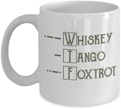 WTF Kupa, Viski Tango Foxtrot, Fonetik ve Mors Kodu-Beyaz Seramik Kupa