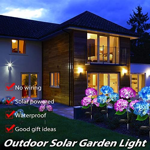Güneş ışıkları Açık Dekoratif-2 Paket Ortanca güneş bahçe bahis ışıkları Su geçirmez ve Gerçekçi LED çiçekler Enerjili açık