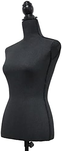 Kadın Manken Torso Vücut Elbise Formu ile Ayarlanabilir Tripod Standı için Elbise Ekran, Tüm Siyah