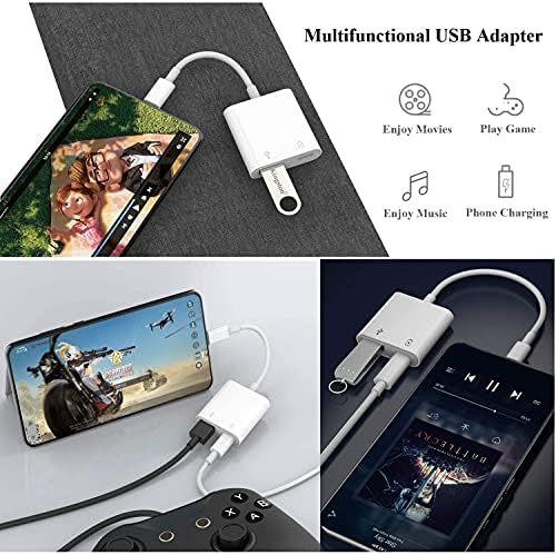 USB C OTG Adaptörü ile Güç, 2 in 1 USB C USB Kadın ile 60 W PD Şarj OTG Adaptörü için Samsung S21 / S20 / S20+ / Not 10+, iPad