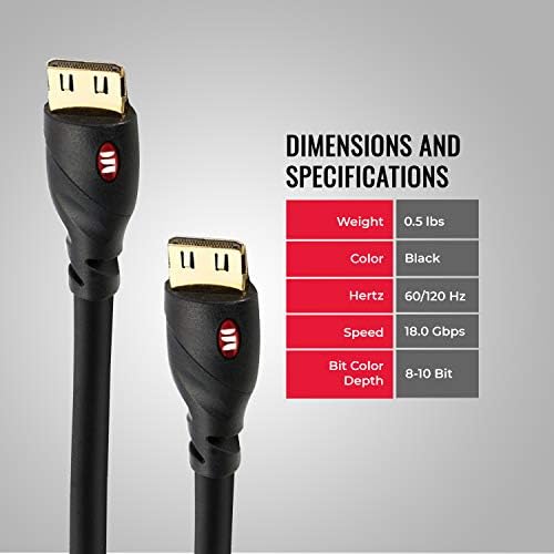 Canavar 8ft HDMI Kablosu 4k Ultra HD-60/120 Hz Yenileme Hızı-11.2 Gbps Yüksek Çözünürlüklü 1080p Video-Dolby ve DTS HD 5.1/7.1'i