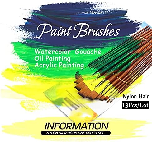 DİAOD 13 pcs Açılı Paintbrushes Profesyonel Uzun Kolu boya fırçası Eğik Şekil Suluboya Resim Yağ Akrilik Naylon Saç