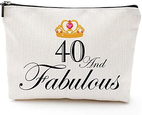 Kadınlar için eğlenceli 40. Doğum Günü Hediyeleri-40 ve Muhteşem-Makyaj Seyahat Çantası, Makyaj Çantası Hediyeleri