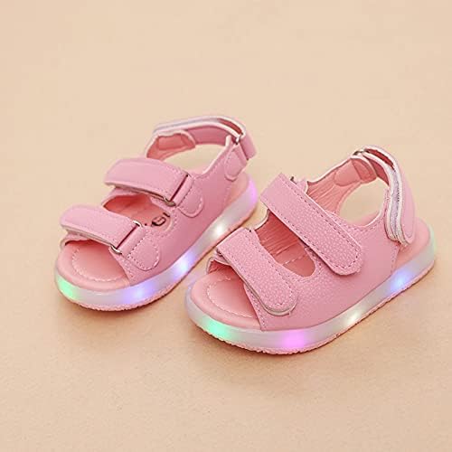 EnJoCho Çocuklar Ayakkabı, 1-4 Yaşında Toddler Bebek Erkek Kız Spor Yaz ışık-Up Sandalet LED ışıklı düz ayakkabı Sneakers (Pembe,