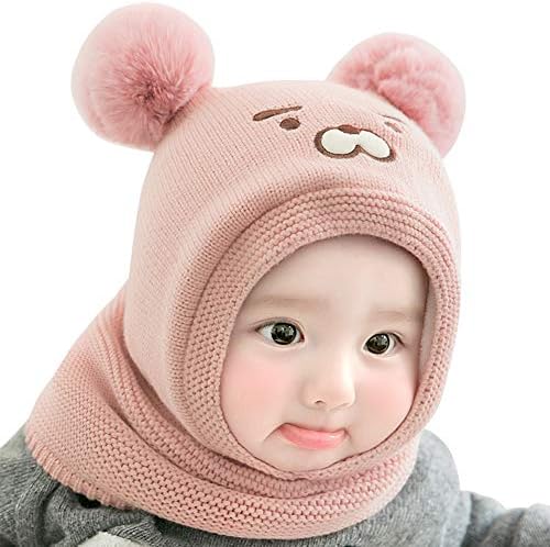 IMLECK Bebek Kız Erkek Kış Şapka Eşarp Kış Kulaklığı Hood Atkılar Sevimli Ayı Sıcak Beanie Cap
