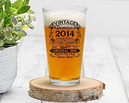 Prezzy Kişiselleştirilmiş Vintage Aralık 2014 Bira Bardağı 8 Yaşında 8. Doğum Günü Hediyesi 2022 Bira Bardağı 16oz