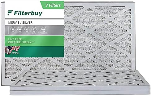 Filterbuy 8x20x1 Hava Filtresi MERV 8, Pileli HVAC AC Fırın Filtreleri (3'lü Paket, Gümüş)