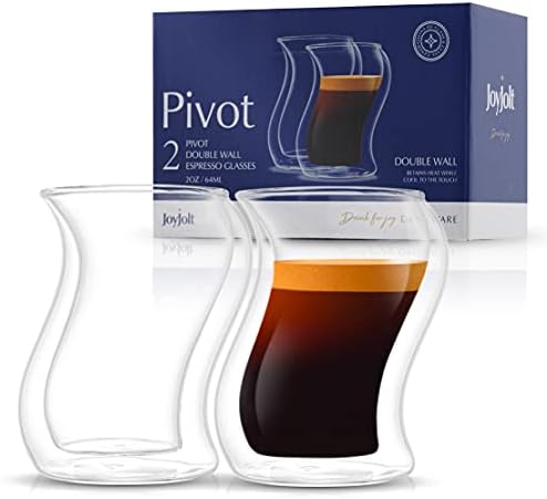 JoyJolt Pivot Espresso Shot Cam – Benzersiz Tasarımlı 2 oz Espresso Bardak Seti-Ev veya Profesyonel Bar Kullanımı için Çift