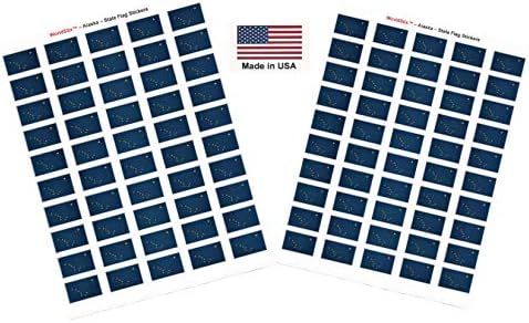Made in USA! 100 Alaska 1.5 x 1 Kendinden Yapışkanlı Devlet Bayrağı Çıkartmaları, İki Yaprak 50, 100 Alaska Etiket Bayrakları