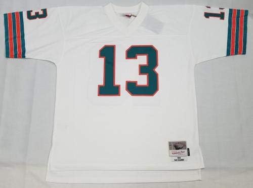 Dan Marino İmzalı Miami Dolphins Mitchell & Ness Beyaz Forma W / NFL 100 Takım Beckett Tanık İmzalı NFL Formaları