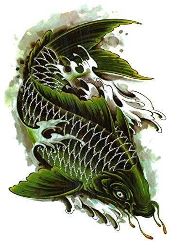 Coy balık Glitter 4 x 6 Sanat tasarım 2 yaprak geçici dövmeler