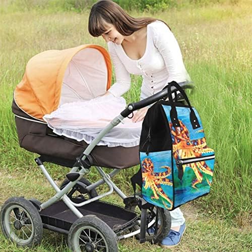 Ahtapot boyama mumya sırt çantası bebek bezi Tote çanta omuz Nappy çanta büyük kapasiteli bebek bakımı için