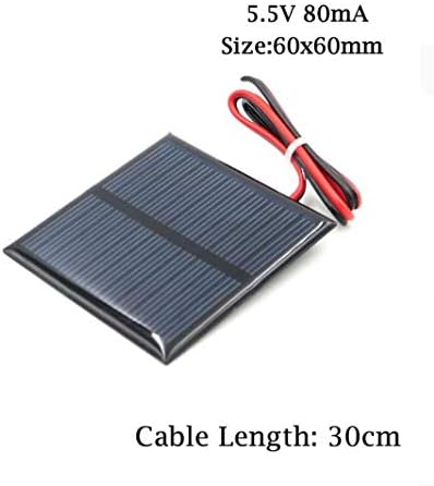 WEIJ 60mm x 60mm 5.5 V 80mA Poli Mini Güneş Pili Paneli Modülü ile 30 cm Kablo DIY için Şarj