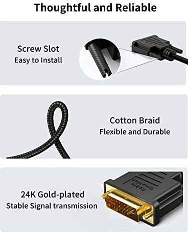 DVI - HDMI Kablosu Uzun, Kablo Oluşturma 5ft HDMI-DVI Çift Yönlü Adaptör, HDMI Erkek-DVI-D 24 + 1 Erkek, Ahududu Pi, Roku,