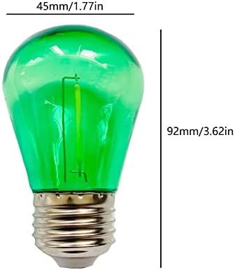 Lxcom Aydınlatma S14 yeşil Noel yedek ampul 1 W Vintage LED Edison ampulleri E26 Orta taban dekoratif Vintage Filament dize