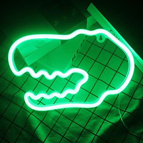Dinozor Kafası Neon Tabelalar Led Neon ışık Yeşil Kapalı Dekoratif Parlayan Gece Lambası USB veya Pil Kumandalı Ev Partisi