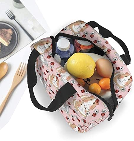 Kobay Böcekleri Çiçekler Lunchbox Yalıtımlı Termal Öğle Tote Çanta Lunchbags Fermuar İle Yetişkinler İçin Hemşire Öğretmen