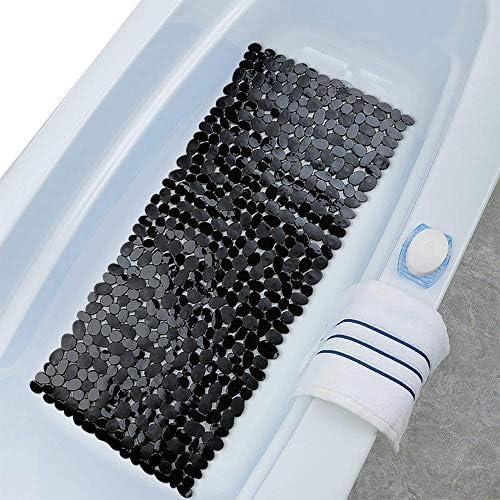 SONGZIMING 2 Paket Çakıl Küvet Mat Kaymaz Duş Paspaslar Vantuz ile, drenaj Delikleri için Banyo Küvet 16 W x 35 L İnç (Siyah)