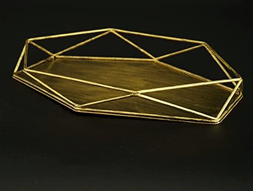 YRHH Geometrik Takı Tepsi Tatlı Çanak Kozmetik Depolama Tepsisi Vintage Altın / Gri Basit İşlevli Çeşitli Eşyalar Tepsi-Altın