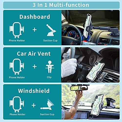 LILIYYA Evrensel Araç Telefonu Montaj, 3 in 1 [Ultra-Dayanıklı] Dashboard Cam Hava Firar Cep Telefonu Tutucu için Araba, Fit