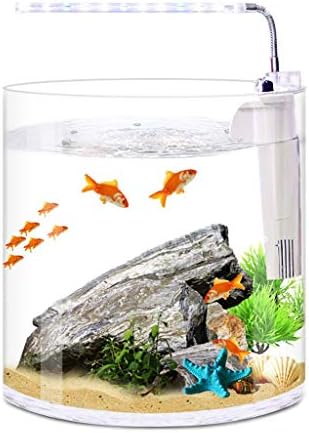 ZHANGJİNYİSHOP Akvaryum Masaüstü Yaratıcı Mini Cam Yuvarlak Akvaryum ev Oturma Odası Ofis Filtre led ışık balık tankı balık