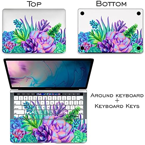 Lex Altern Vinil Cilt ile Uyumlu MacBook Hava 13 inç Mac Pro 16 Retina 15 12 2020 2019 2018 Gökkuşağı Etli Çiçekler Bitki Kaktüs
