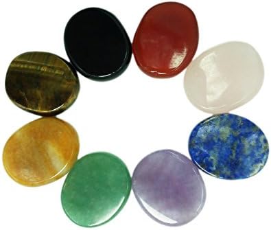 Çakra Taşları 8 ADET Kiti, Oval Şekilli, Kristal Şifa Meditasyon için, Reiki veya Endişe Olarak Taşlar veya Palm Başparmak