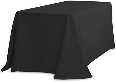 LinenTablecloth Yuvarlatılmış köşeli 90 x 132 inç Dikdörtgen Polyester Masa örtüsü Siyah
