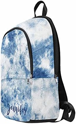 Kişiselleştirilmiş Rahat Sırt Çantası Erkekler & Kadınlar için, mavi Beyaz Kravat Boya Özel Seyahat Sırt Çantaları ile Adı