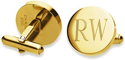 Kişiselleştirilmiş Altın Tonlu Özel Monogram İlk Kol Düğmeleri kol Düğmeleri Paslanmaz Çelik Kazınmış
