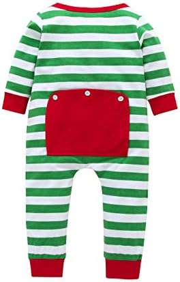 doublebabyjoy 0-3 T Bebek Bebek Çizgili Noel Pijama Yürüyor Düğme Aşağı Uzun Kollu uzun Pantolon Romper ile Cep