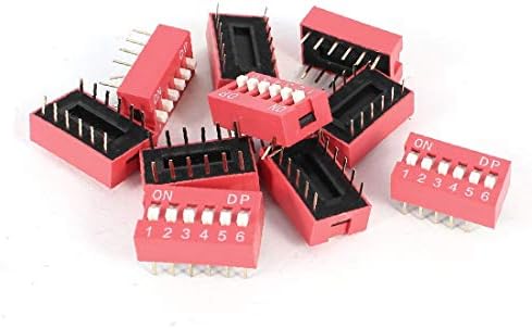 X-DREE 10 Adet Kırmızı 2.54 mm Pitch 12 Pins 6 Pozisyonlar Yolları PCB Dağı Slayt Tipi DIP Anahtarı(10 pezzi rosso 2,54 milimetre