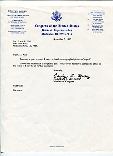 Carolyn Maloney NY New York ABD Temsilciler Kongresi İmza Mektubu İmzaladı-Üniversite Kesim İmzaları