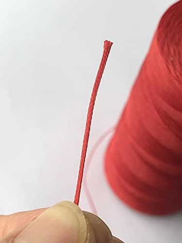 HYTK Mumlu Deri Dikiş Ipliği 295 Yds 0.8 MM 150D Düz Polyester DIY El Sanatları Dikiş Kordon Hiçbir Düğüm (Kırmızı S049)